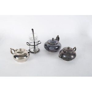 A Challenge silver plated three piece tea service and pickle…