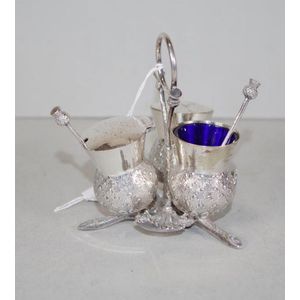 Vintage thistle form silver plate condiment set three piece set…