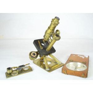 Antique Scientific Instruments i) a brass microscope with some…