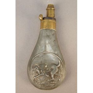 Antique Bronze/brass Black Powder Flask With Screw Cap 