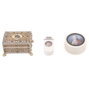Three ivory boxes, 19th century and later, including an Anglo…