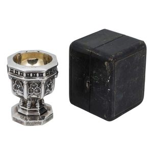 A Victorian sterling silver communion cup, in original case,…