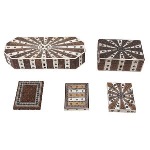 A collection of Vizagapatam inlaid boxes and card cases…