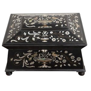 An ebony and mother of Pearl-Inlaid tea caddy, circa 1860, of…