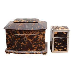 A tea caddy and an etui, early 19th century, both in…