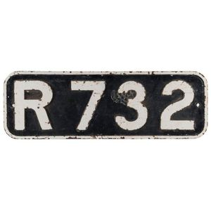 Railway engine plate 'R732' painted cast iron by Hudson, North…