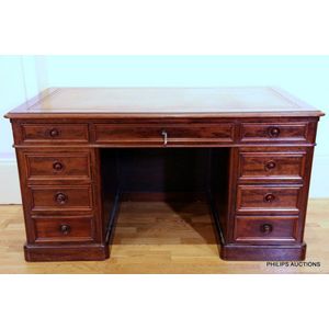 Very Large Burr Yew Wood Office Desk with Timber Patina for sale