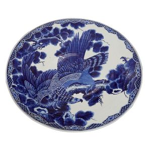 An impressive Japanese blue & white charger, Jinemon, late…