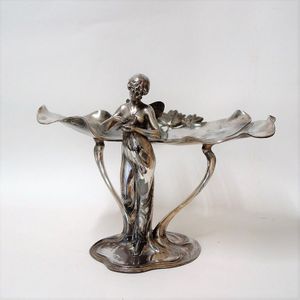 A c.1900 WMF silver plate Art Nouveau figural maiden tazza,…