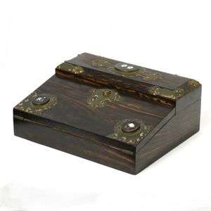 A Victorian coromandel wood writing slope, the exterior…