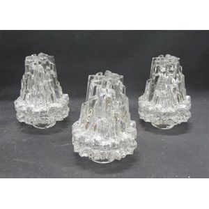 Three glass Art Deco style shades with an icicle style finish,…