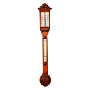 Early Victorian oak stick coastal barometer, c. 1840, register…