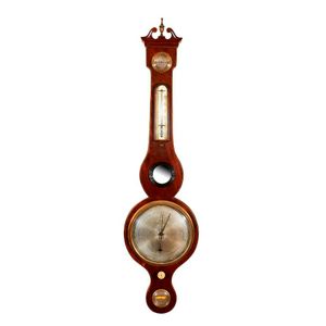 Early Victorian mahogany banjo wheel barometer, c. 1840, level…