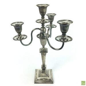 Sterling silver candelabrum with reeded tapering stem on…