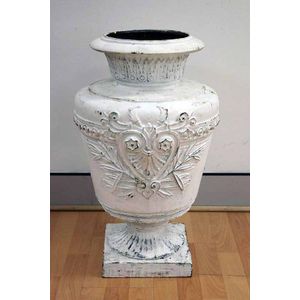 Antique French Louis XVI style white painted iron garden urn,…