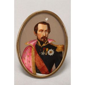 19th century portrait miniature, of Napoleon III, painted on…