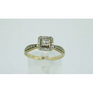 Square Diamond Ring in 9ct Gold, Size S - Rings - Jewellery