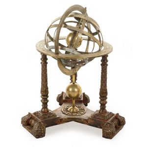 A 19th century armillary sphere, the brass bands modelling the…