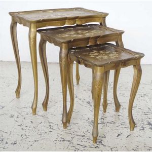 Lot - Nest of three brass faux bamboo side tables - damaged (47 x 55 x 40cm)