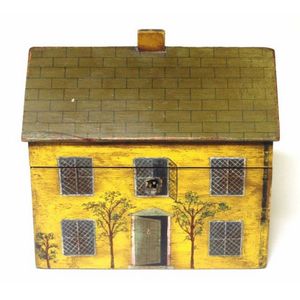 Rare antique cottage form wood tea caddy hand painted…