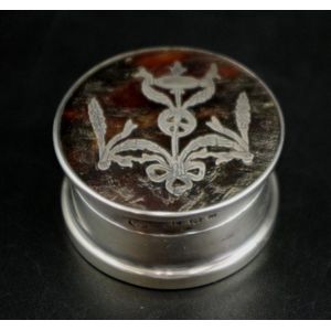 Sterling silver and tortoiseshell pill box hallmarked London…