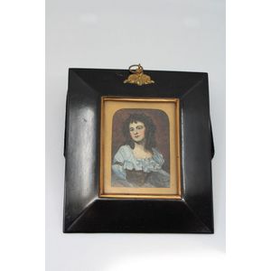 Framed miniature portrait watercolour, Catherine Cholmely after…