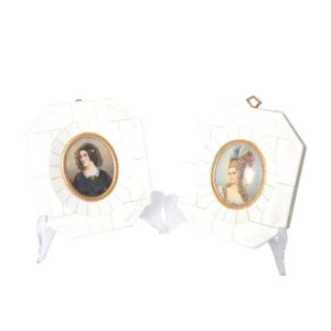 Pair of Italian portrait miniatures mid 20th century of court…