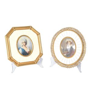 Continental portrait miniatures two, mid 20th century of court…