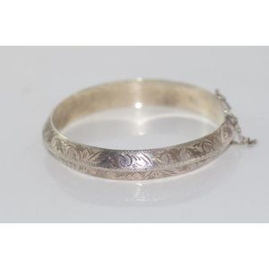 Engraved Siam Silver Hinged Bangle - Bracelets/Bangles - Jewellery