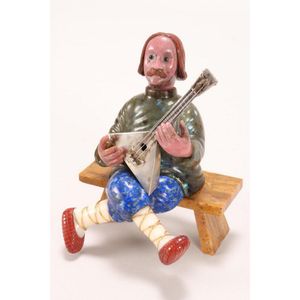 Rare Russian hardstone figure of Balalaika player, with…