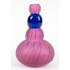 Bulles de verre pink and blue art glass vase, engraved&hellip;