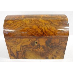 Victorian burr walnut caddy, with vaulted top and twin lidded…
