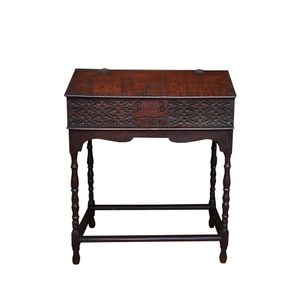 Georgian oak bible box on stand, the fall front opening to…