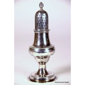 Hester Bateman silver caster with trellis decoration - Condiment ...