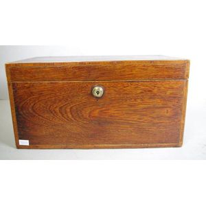 George III casuarina caddy inlaid with Bramah lock, with triple…