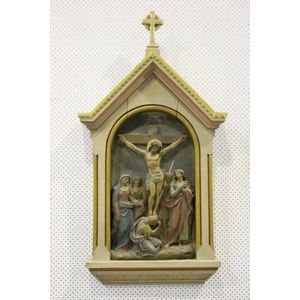 Antique 19th century French station of the cross, carved wood…