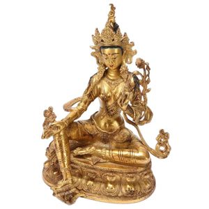 Sino-Tibetan gilt bronze Tara, depicted seated, with left hand&hellip;
