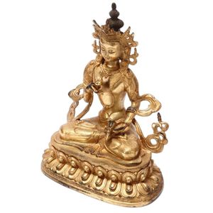 Sino-Tibetan gilt bronze Tara, depicted seated with a downwards&hellip;
