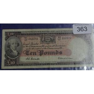 Commonwealth of Australian 10 pound note, signed Coombs & Wilson