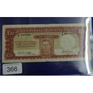Commonwealth of Australia 10 pound bank note, signed Armitage &…