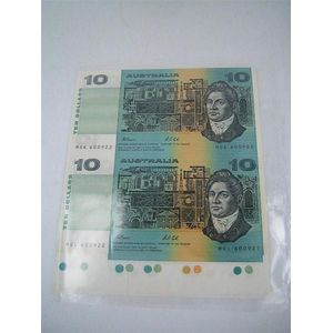 Australia: four uncut $10 bank notes, Fraser/Cole. (4)