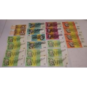 Collection Australian decimal bank notes, circulated.