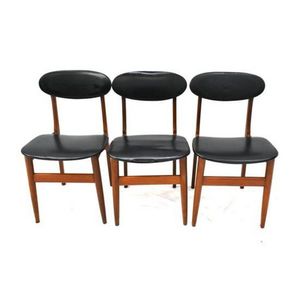 Three timber & black upholstered Parker chairs