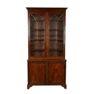 A George III mahogany library bookcase, the moulded and dentil&hellip;