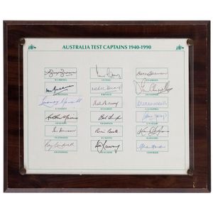 Australian Test Captains 1940 - 1990 presentation plaque with&hellip;