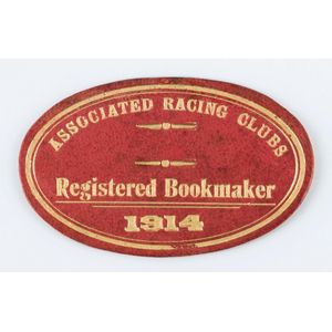 Associated Racing Clubs (NSW): 1914 Registered Bookmaker card,…