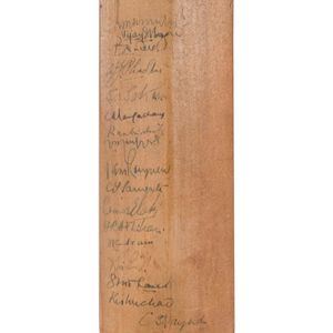 A 'Ken Meuleman Aust XI. VIC XI. Autograph' bat, signed to the…