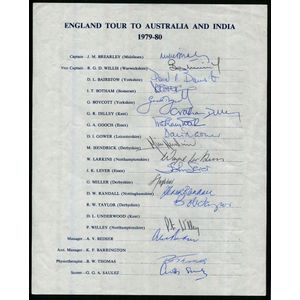 1979-80 England Touring Team: 'Tour to Australia and India'…