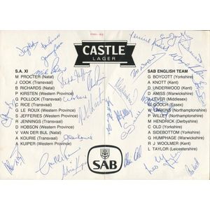 1981-82 First Rebel Tour to South Africa: Scorecard signed by…