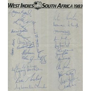 1983 West Indies Rebel tour to South Africa, sheet signed… - Sporting - Cricket Memorabilia